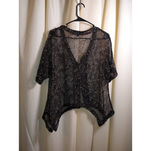 Talk of the Walk Brand Women's Size Medium‎ Black Knitted Net Cardigan - Picture 2 of 3